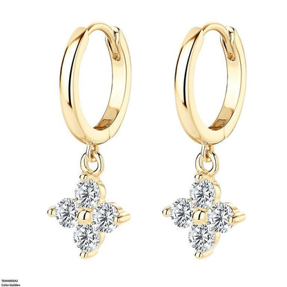 TEHH00542 BYH Zircon Flower Drop Hoops Pair - TEHH