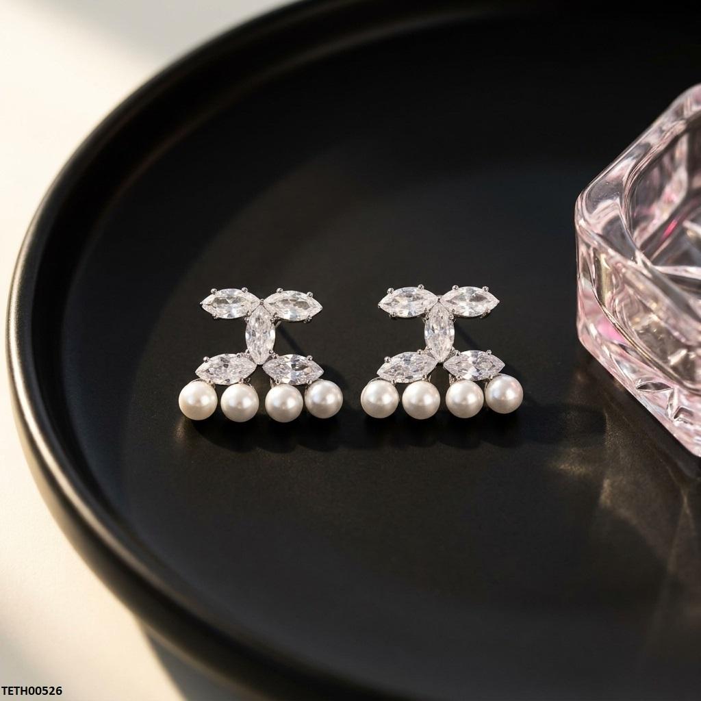 TETH00526 DDJ Marquis Pearl ZIRCON Stone Tops Pair - TETH