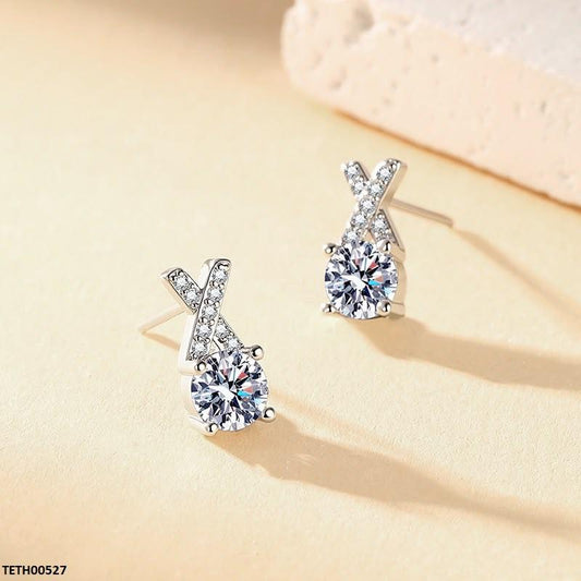 TETH00527 JJF Crose Round Stone Zircon Tops Pair - TETH