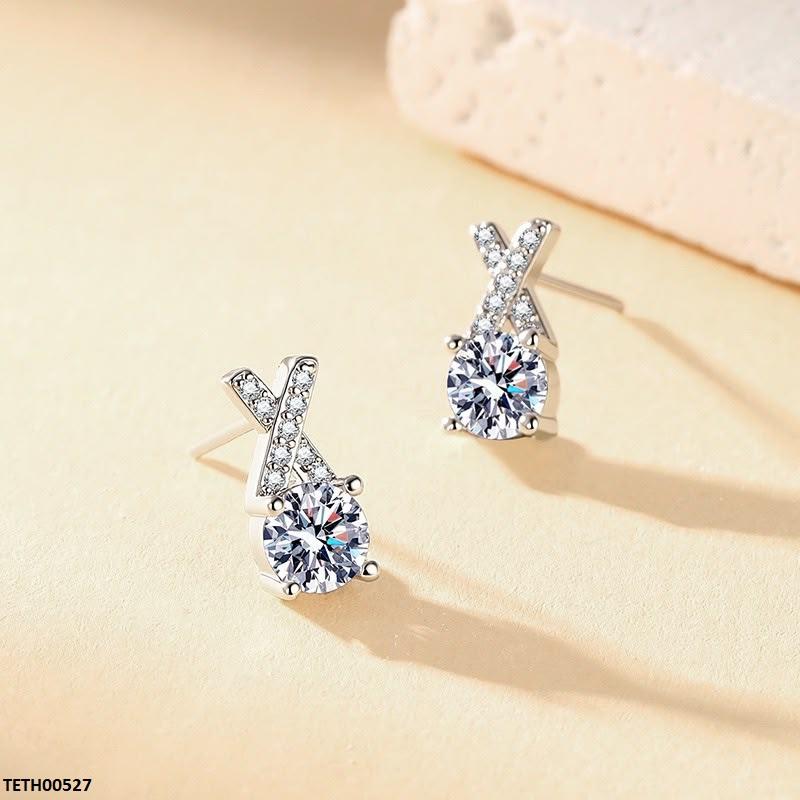 TETH00527 JJF Crose Round Stone Zircon Tops Pair - TETH