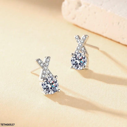 TETH00527 JJF Crose Round Stone Zircon Tops Pair - TETH