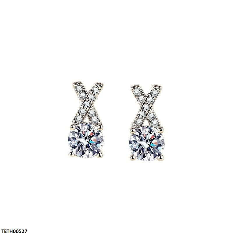TETH00527 JJF Crose Round Stone Zircon Tops Pair - TETH