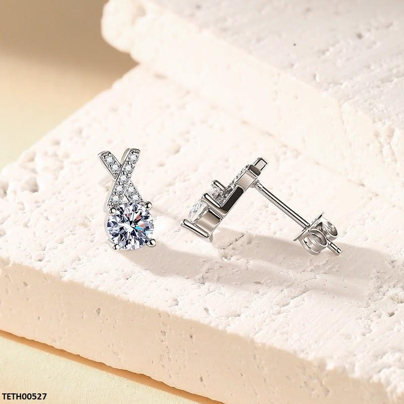 TETH00527 JJF Crose Round Stone Zircon Tops Pair - TETH