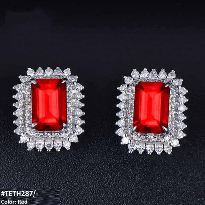 TETH287 GWH Zircon Cushion Step Tops Pair