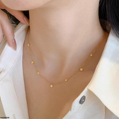 TNCH00308 DGF Stainlee Steel Square/Star Nacklace - TNCH