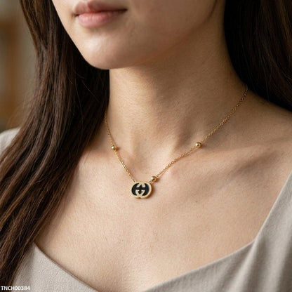 TNCH00384 BHS Double C-Shap Stainless Steel Necklace - TNCH