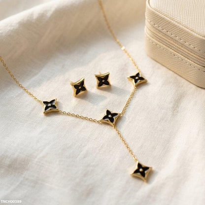 TNCH00389  BHS Ninja Star Stainless Steel Necklace Set - TNCH