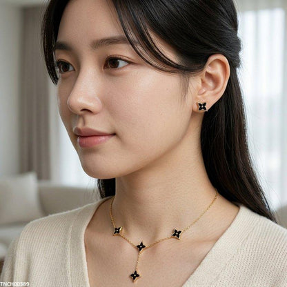 TNCH00389  BHS Ninja Star Stainless Steel Necklace Set - TNCH
