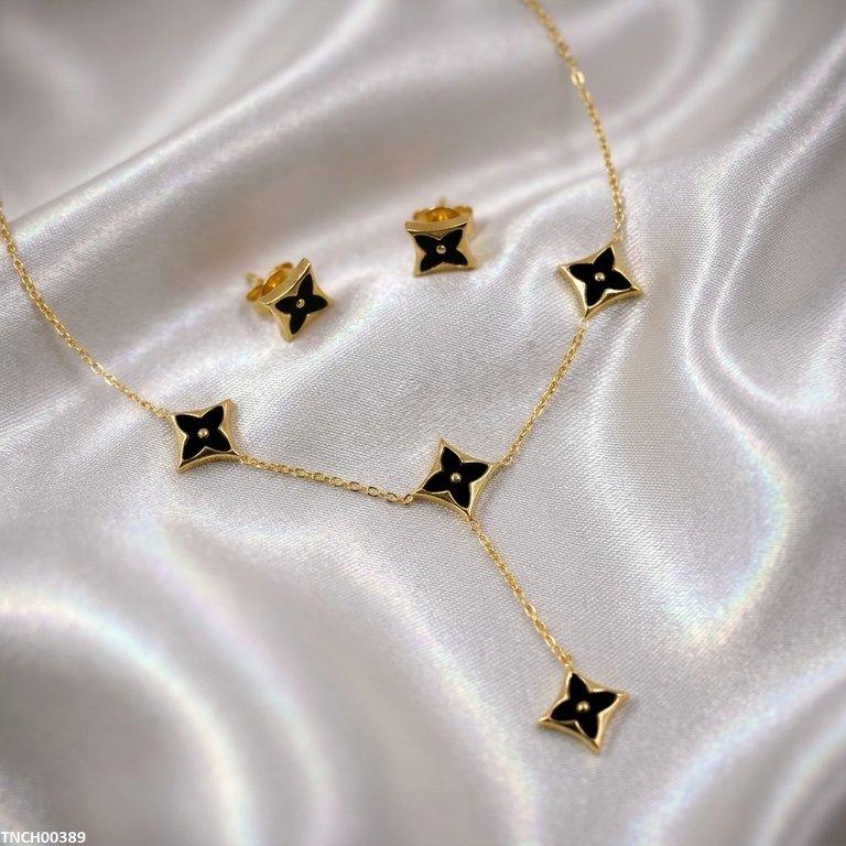 TNCH00389  BHS Ninja Star Stainless Steel Necklace Set - TNCH