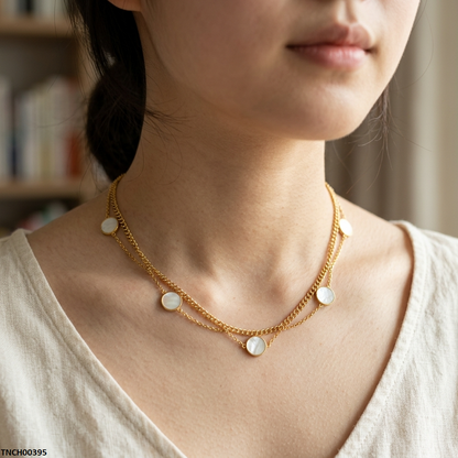 TNCH00395 BHS Round Double Link Chain Stainless Steel Necklace - TNCH