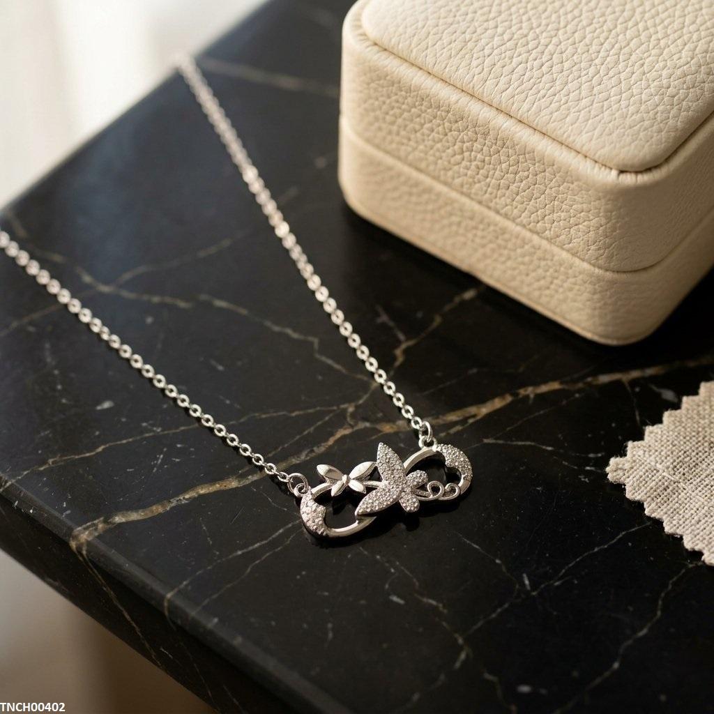 TNCH00402 TNR Stainless Steel Zircon Butterfly Necklace  - TNCH