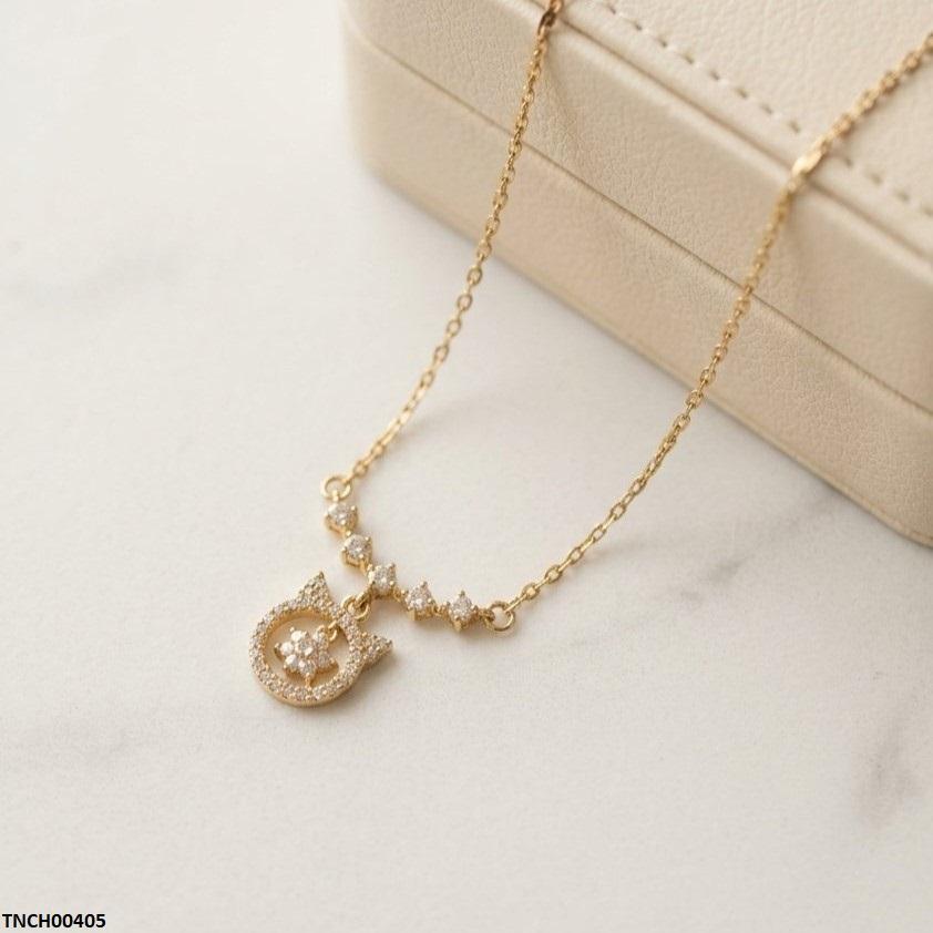 TNCH00405 TNR Stainless Steel Zircon Round Star Necklace  - TNCH