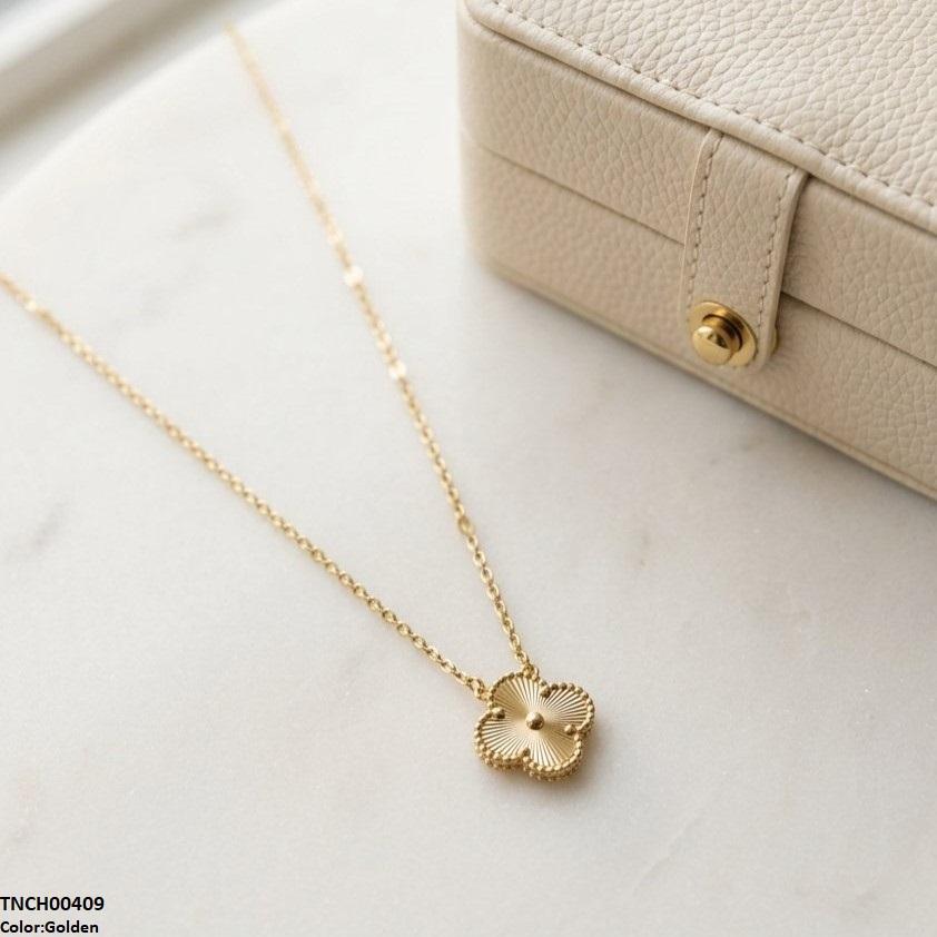 TNCH00409 TNR Stainless Steel Zircon Flower Necklace  - TNCH