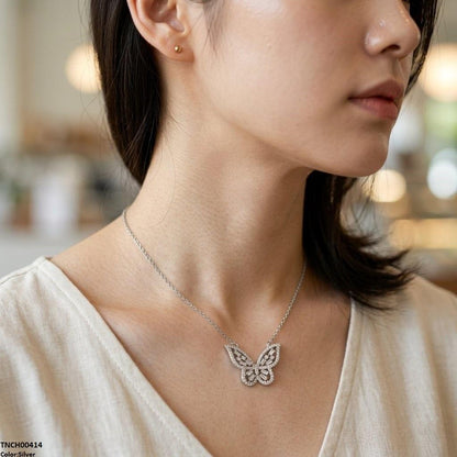 TNCH00414 TNR Stainless Steel Zircon Butterfly Necklace  - TNCH