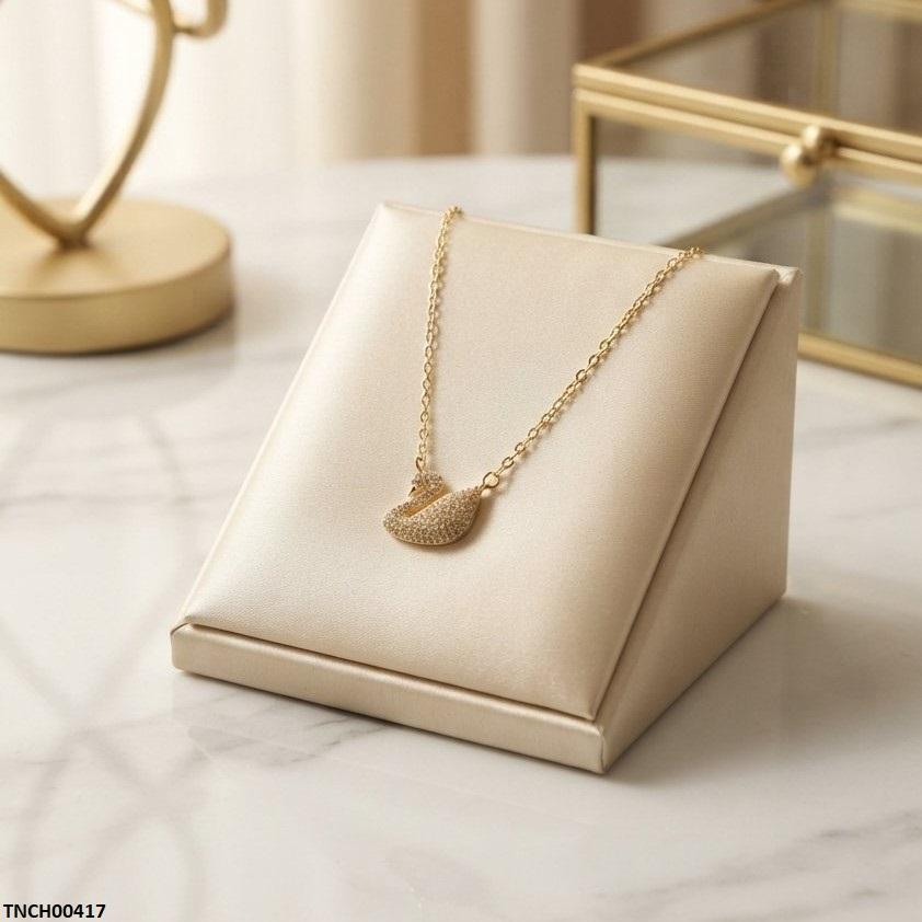 TNCH00417 TNR Stainless Steel Zircon Duck Necklace  - TNCH