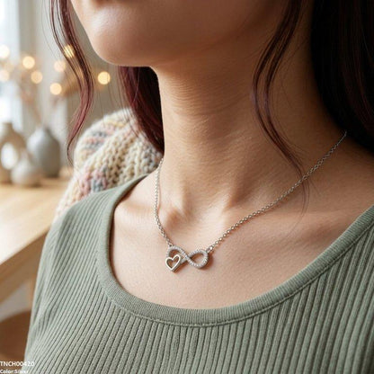 TNCH00420 TNR Stainless Steel Zircon Infinity Heart Necklace  - TNCH