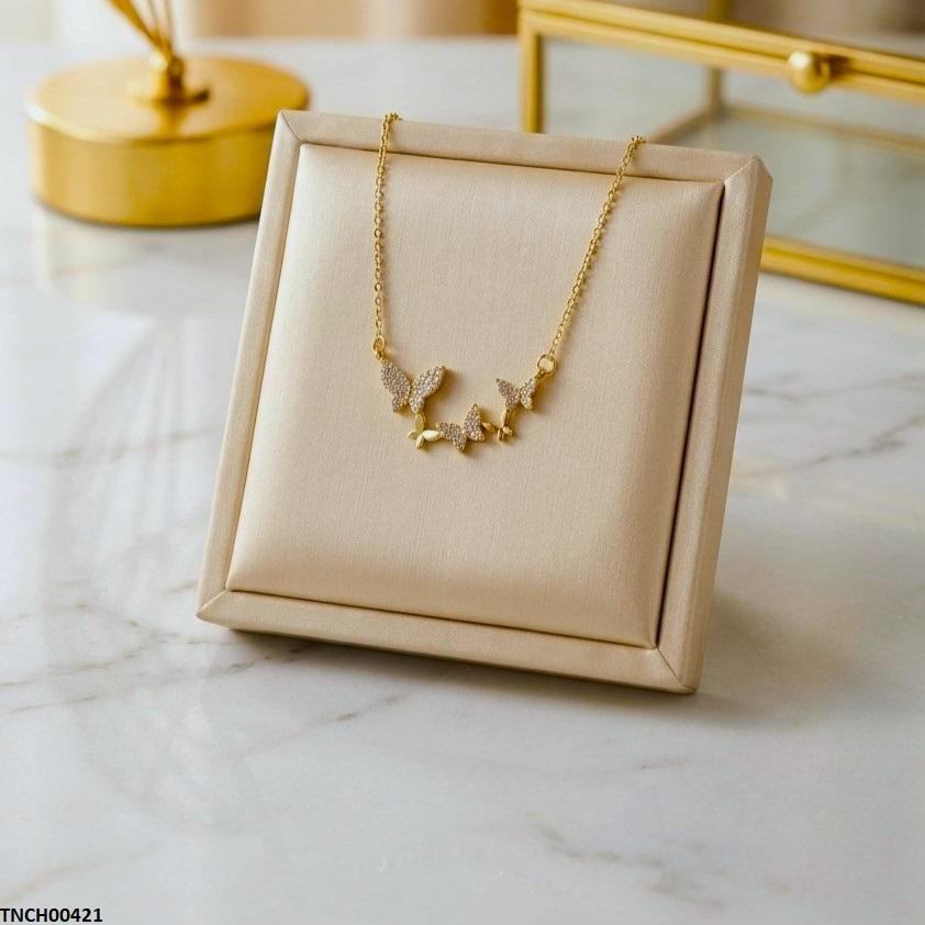 TNCH00421 TNR Stainless Steel Zircon Link Butterfly Necklace  - TNCH