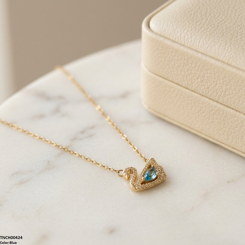 TNCH00424 TNR Stainless Steel Zircon Duck Necklace  - TNCH