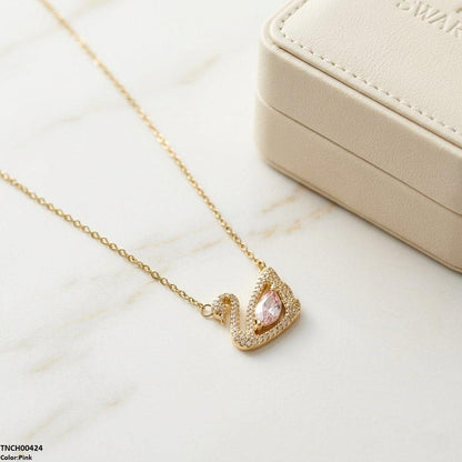 TNCH00424 TNR Stainless Steel Zircon Duck Necklace  - TNCH