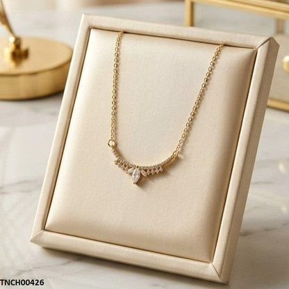 TNCH00426 TNR Stainless Steel Zircon Round Marquise Necklace  - TNCH