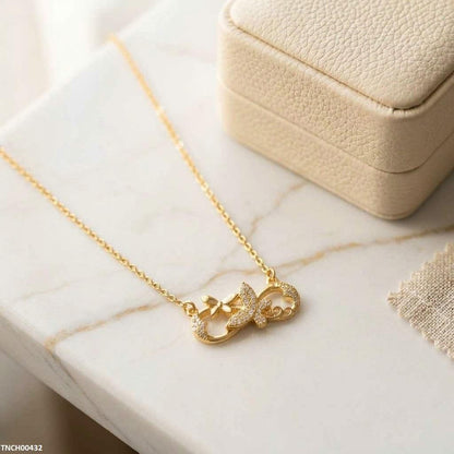 TNCH00432 TNR Stainless Steel Zircon Butterfly Necklace  - TNCH