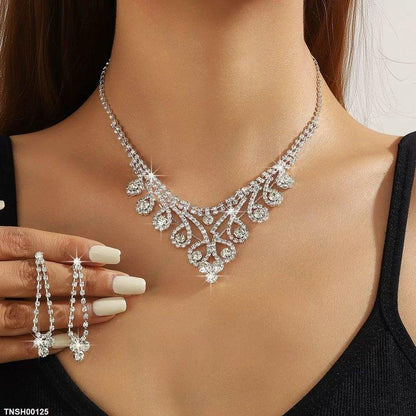 TNSH00125 YJJ Round Flower Necklace Set - TNSH