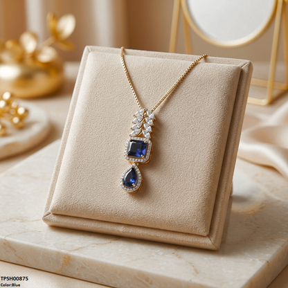 TPSH00875 MSJ Marquise/Square Tear Drop ZIRCON Pendant With Chain - TPSH