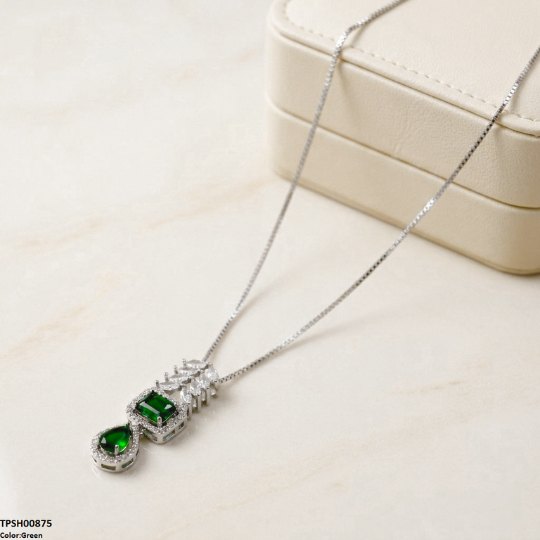 TPSH00875 MSJ Marquise/Square Tear Drop ZIRCON Pendant With Chain - TPSH