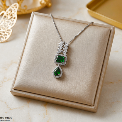 TPSH00875 MSJ Marquise/Square Tear Drop ZIRCON Pendant With Chain - TPSH