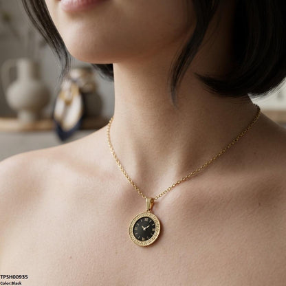 TPSH00935 BHS Round Watch Design Stainless Steel Pendant - TPSH