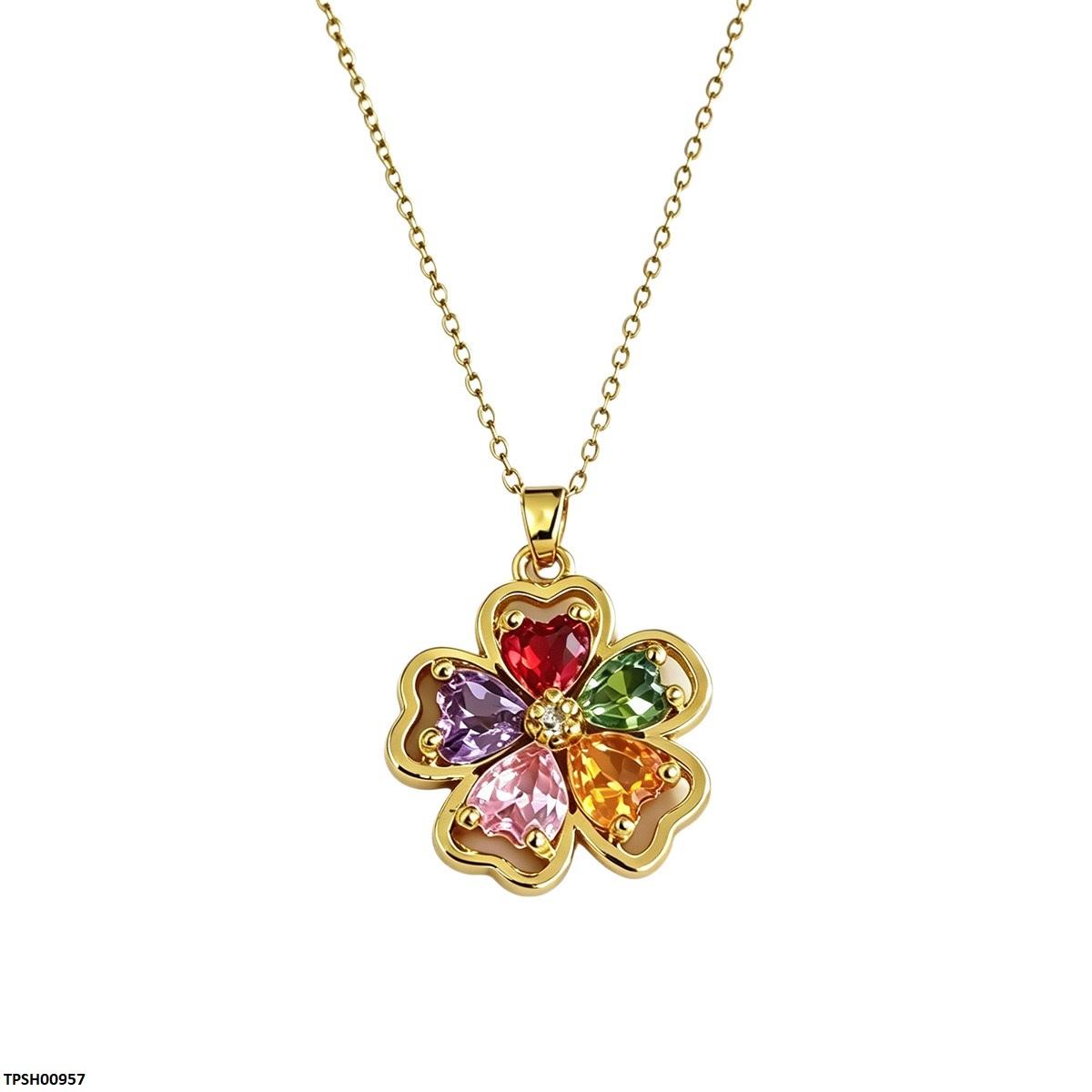 TPSH00957 BYJ Multi Zircon Heart Pendant With Chain - TPSH