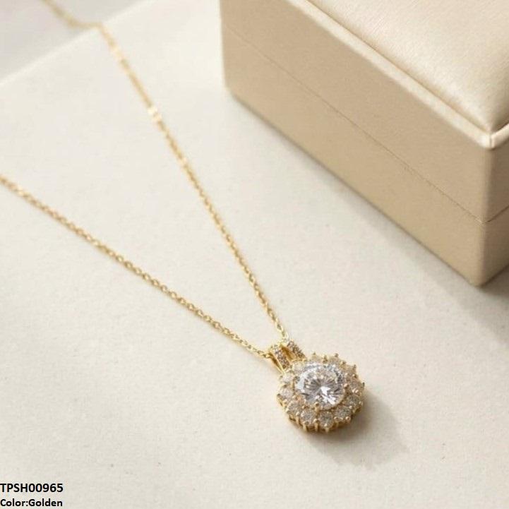TPSH00965 TNR Stainless Steel Zircon Round Flower Pendant - TPSH