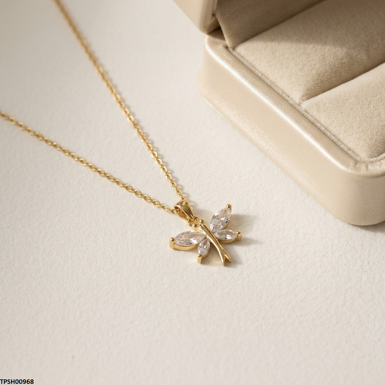 TPSH00968 TNR Stainless Steel Zircon Butterfly Pendant - TPSH