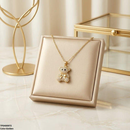 TPSH00972 TNR Stainless Steel Zircon Teddy Bear Pendant - TPSH