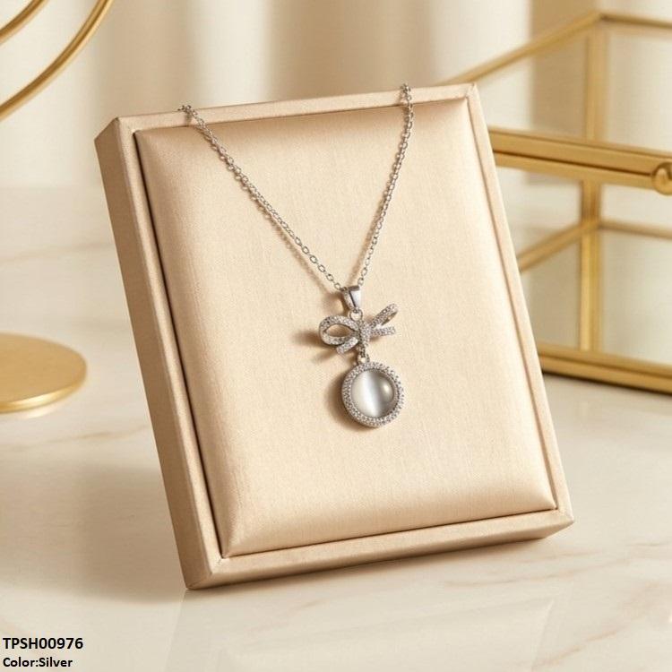 TPSH00976 TNR Stainless Steel Zircon Infinity Round Drop Pendant - TPSH