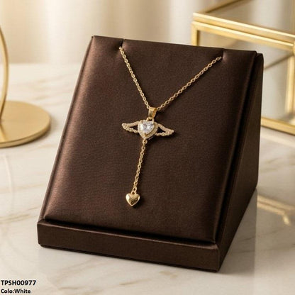 TPSH00977 TNR Stainless Steel Zircon Double Heart Pendant - TPSH