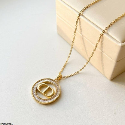TPSH00981 TNR Stainless Steel Zircon Round Pendant - TPSH
