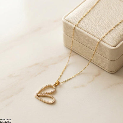 TPSH00982  TNR Stainless Steel Zircon Heart Pendant - TPSH