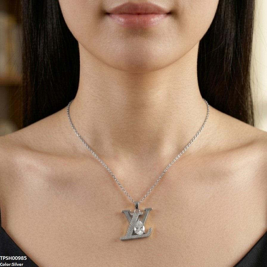 TPSH00985 TNR Stainless Steel Zircon Tear Pendant - TPSH