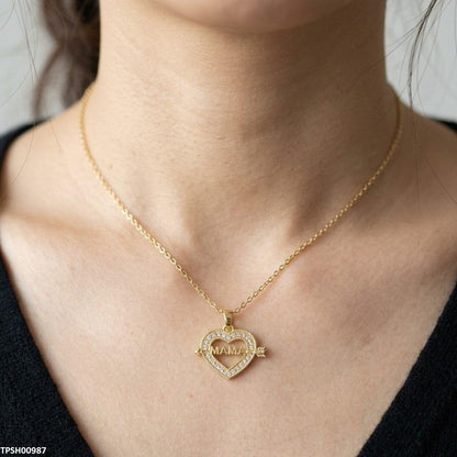 TPSH00987 TNR Stainless Steel Zircon Heart Pendant - TPSH