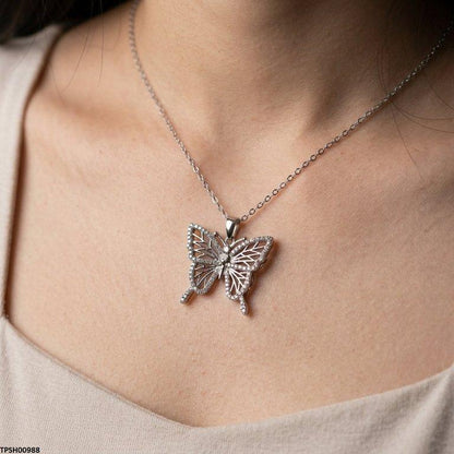 TPSH00988 TNR Stainless Steel Zircon Botterfly Pendant - TPSH