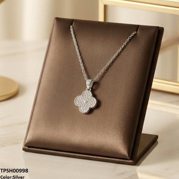 TPSH00998 TNR Stainless Steel Zircon Flower Pendant - TPSH