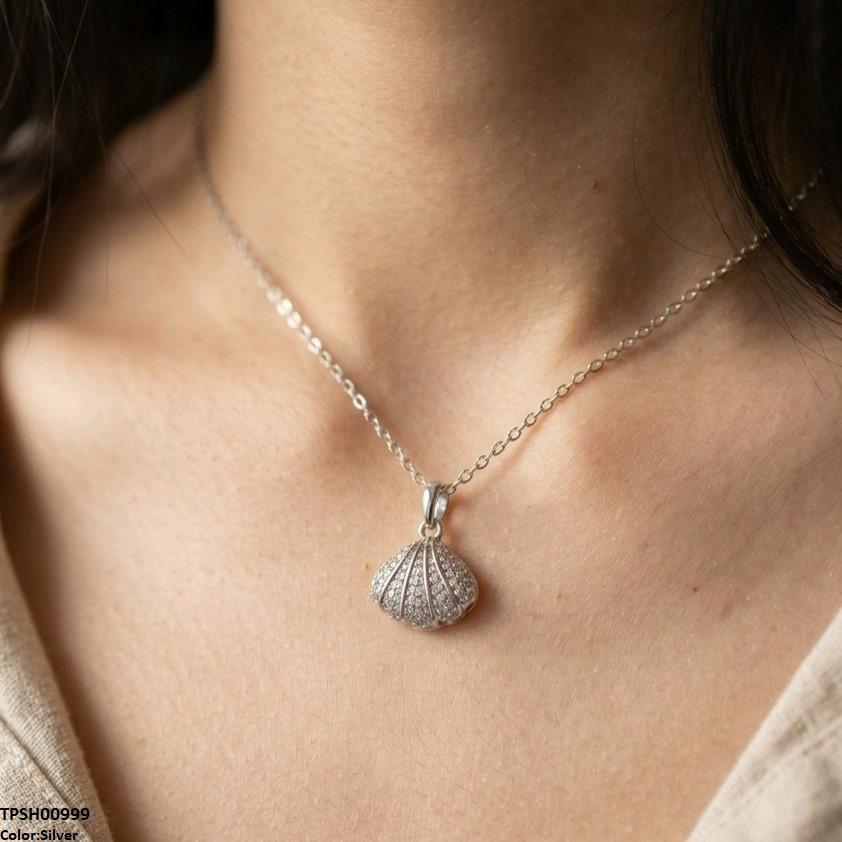 TPSH00999 TNR Stainless Steel Zircon Shell Pendant - TPSH