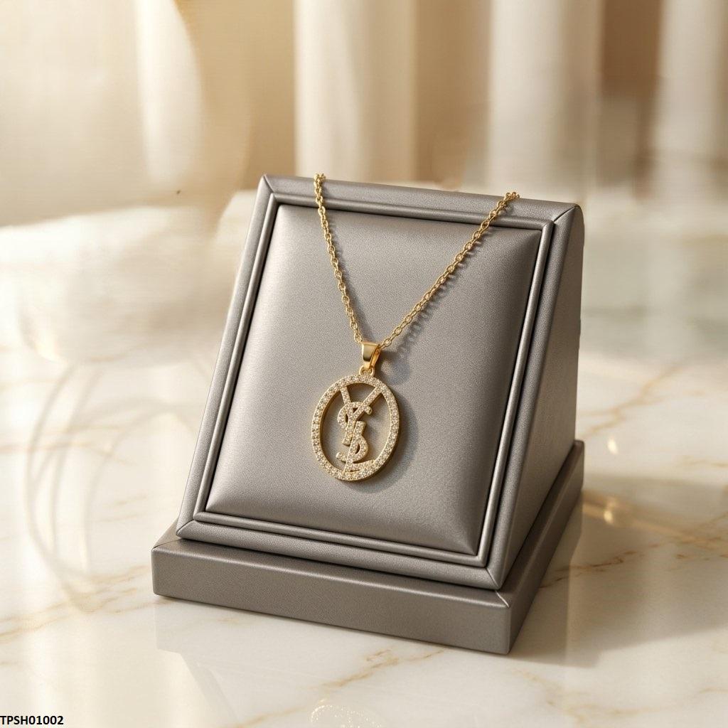 TPSH01002 TNR Stainless Steel Zircon Oval Pendant - TPSH