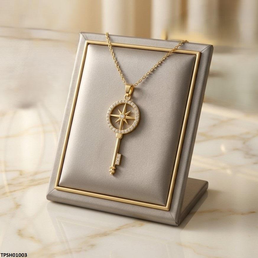TPSH01003 TNR Stainless Steel Zircon Star Key Pendant - TPSH