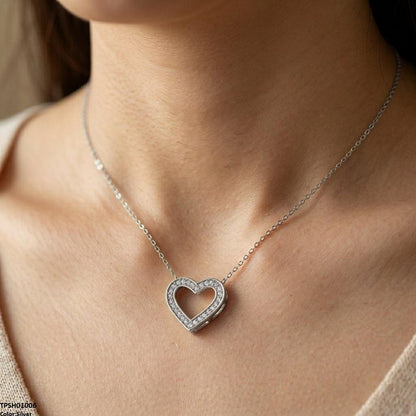 TPSH01006 TNR Stainless Steel Zircon Heart  Pendant - TPSH