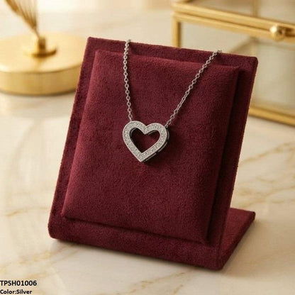 TPSH01006 TNR Stainless Steel Zircon Heart  Pendant - TPSH