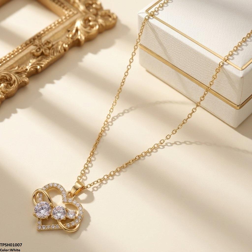 TPSH01007 TNR Stainless Steel Zircon Infinity Heart Pendant - TPSH