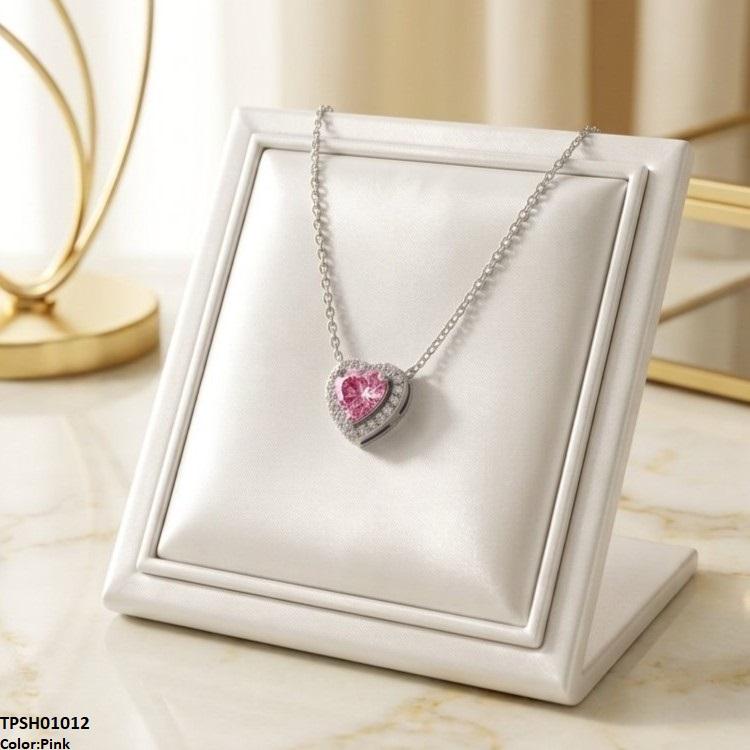 TPSH01012 TNR Stainless Steel Zircon Heart Pendant - TPSH