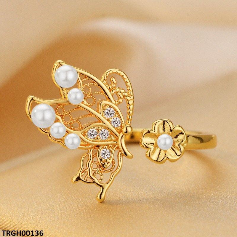 TRGH00136 ZFQ Butterfly  Flower Ring Adjustable - TRGH